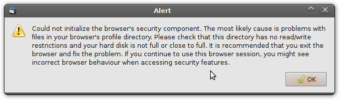 Thunderbird error message